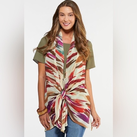 Cato semi sheer wrap in fall colors size large - Picture 3 of 7